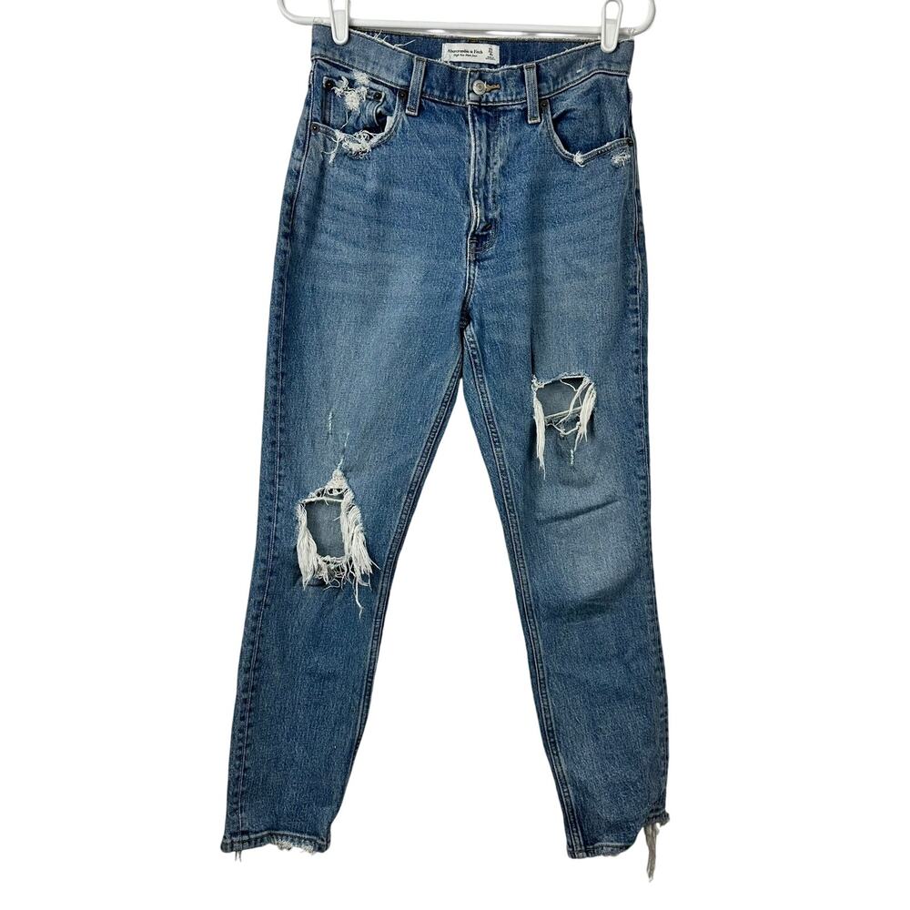 Abercrombie & Fitch High Rise Mom Jeans Distressed 27 or 4